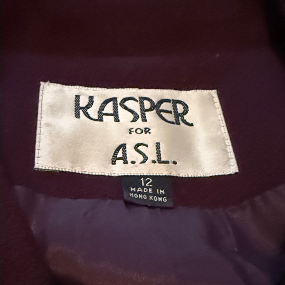 Kasper For A.S.L. Vintage Women's Deep Plum Purple Blazer Intricate Lace Design - Picture 6 of 6
